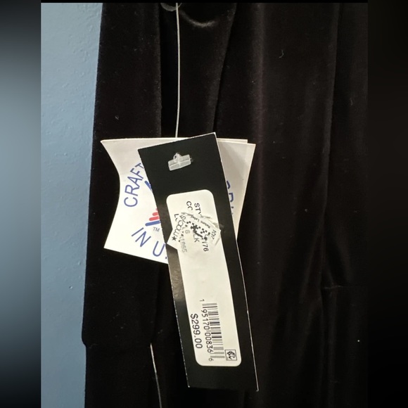 Betsy & Adam Long Velvet Tiered Ruffle Dress Black Size 6 - Picture 7 of 8